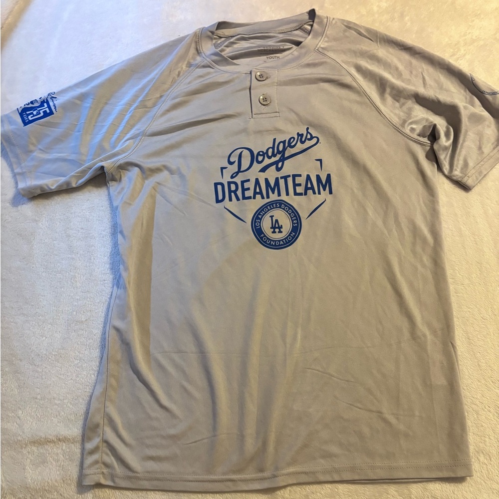Dodgers Dreamteam Short-Sleeve Jersey - Light Gray/Blue